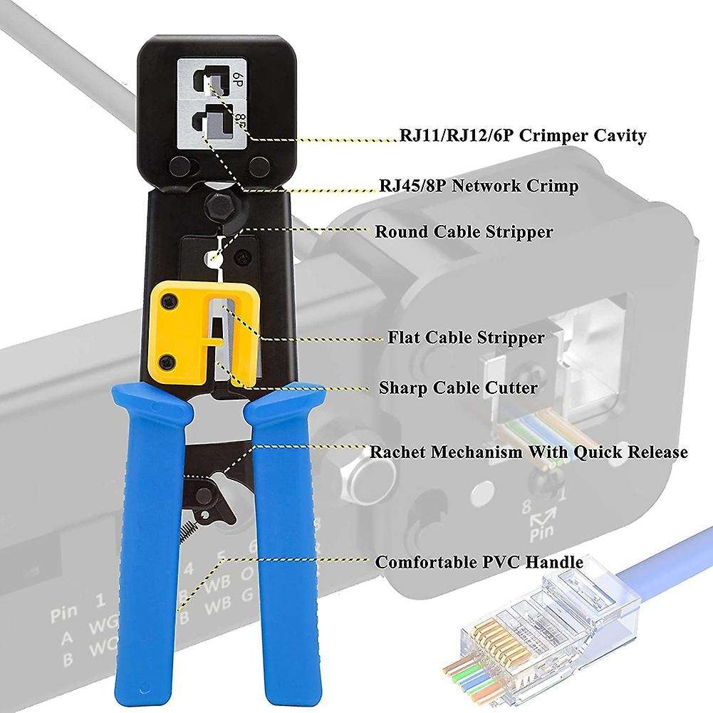 Network Tool Crimping Cutter Wire Stripper Wire Tacker Cable Tester