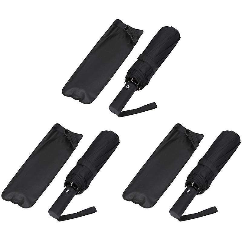 3x 12 Ribs Windproof Travel Umbrella with Ptfe Canopy(black)