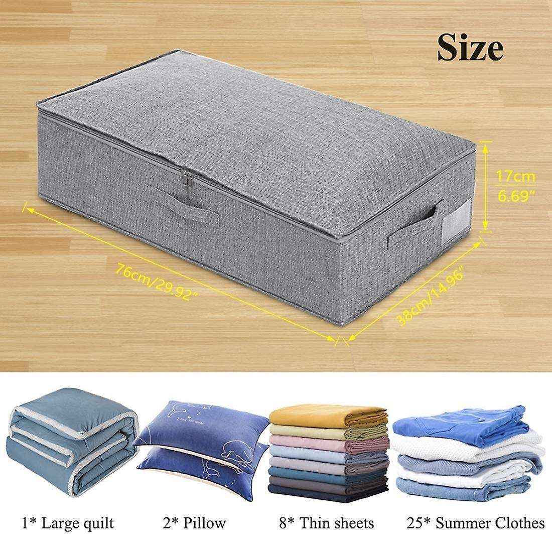 2 Pcs Clothing Storage Bag with Handles,large-capacity Foldable,gray