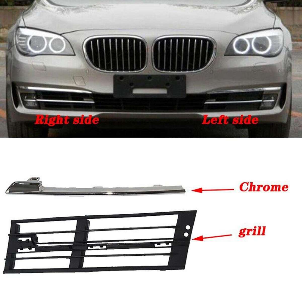 1 Pair Front Fog Lamp Grille Daytime Running For-bmw 7 Series F01 Lci
