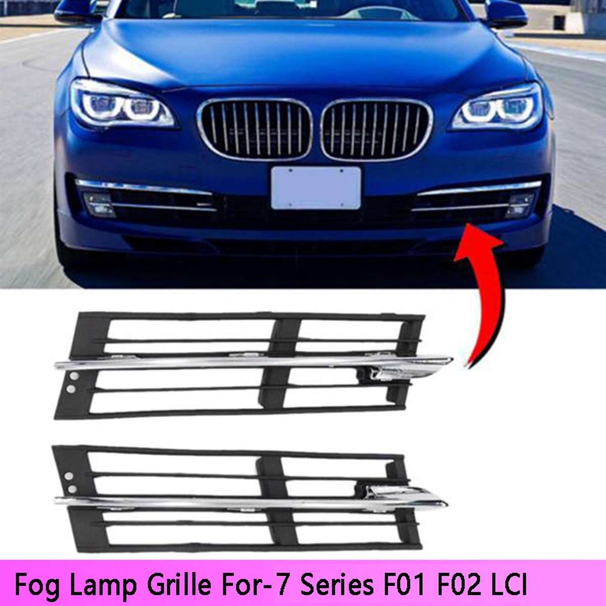 1 Pair Front Fog Lamp Grille Daytime Running For-bmw 7 Series F01 Lci