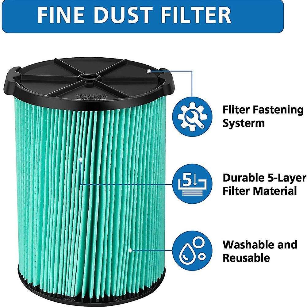 3pcs Vf6000 Filter for Ridgid Shop Vac 5-20 Gallon Wet/dry Vacuums