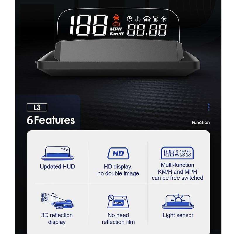Car HUD Display, Head Up Display Screen Car HUD Head Up Display OBD2 Interface Plug & Play Vehicle S