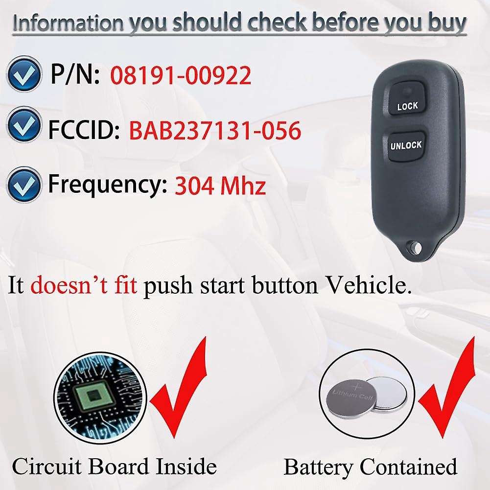 Car Key Fob Keyless Entry for Toyota Tacoma Tundra Celica Corolla Rav4 Sienna Scion Xa Xb Bab237131-