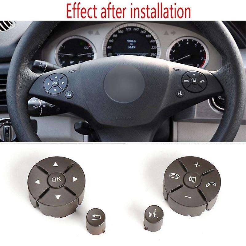 Car Left & Right Steering Wheel Switch Control Button Trim Cover Kit for W204X204W212 Beige