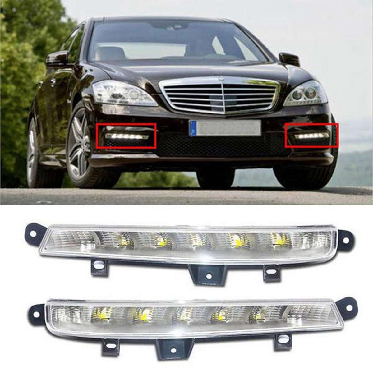 Car Left Right DRL LED Fog Lamps Lights Daytime Running Lights for W221 S63 AMG 2007-2013 2218201356