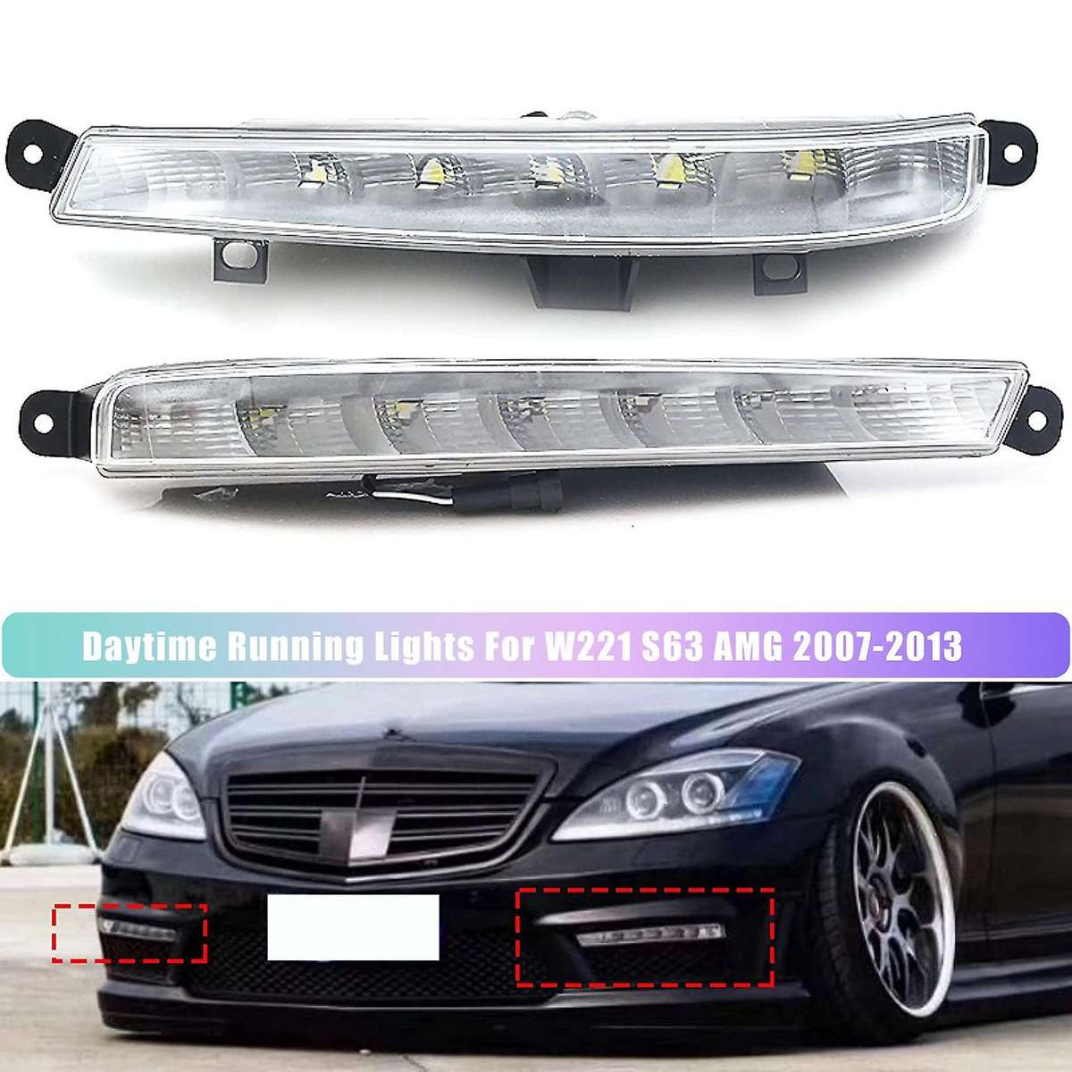 Car Left Right DRL LED Fog Lamps Lights Daytime Running Lights for W221 S63 AMG 2007-2013 2218201356