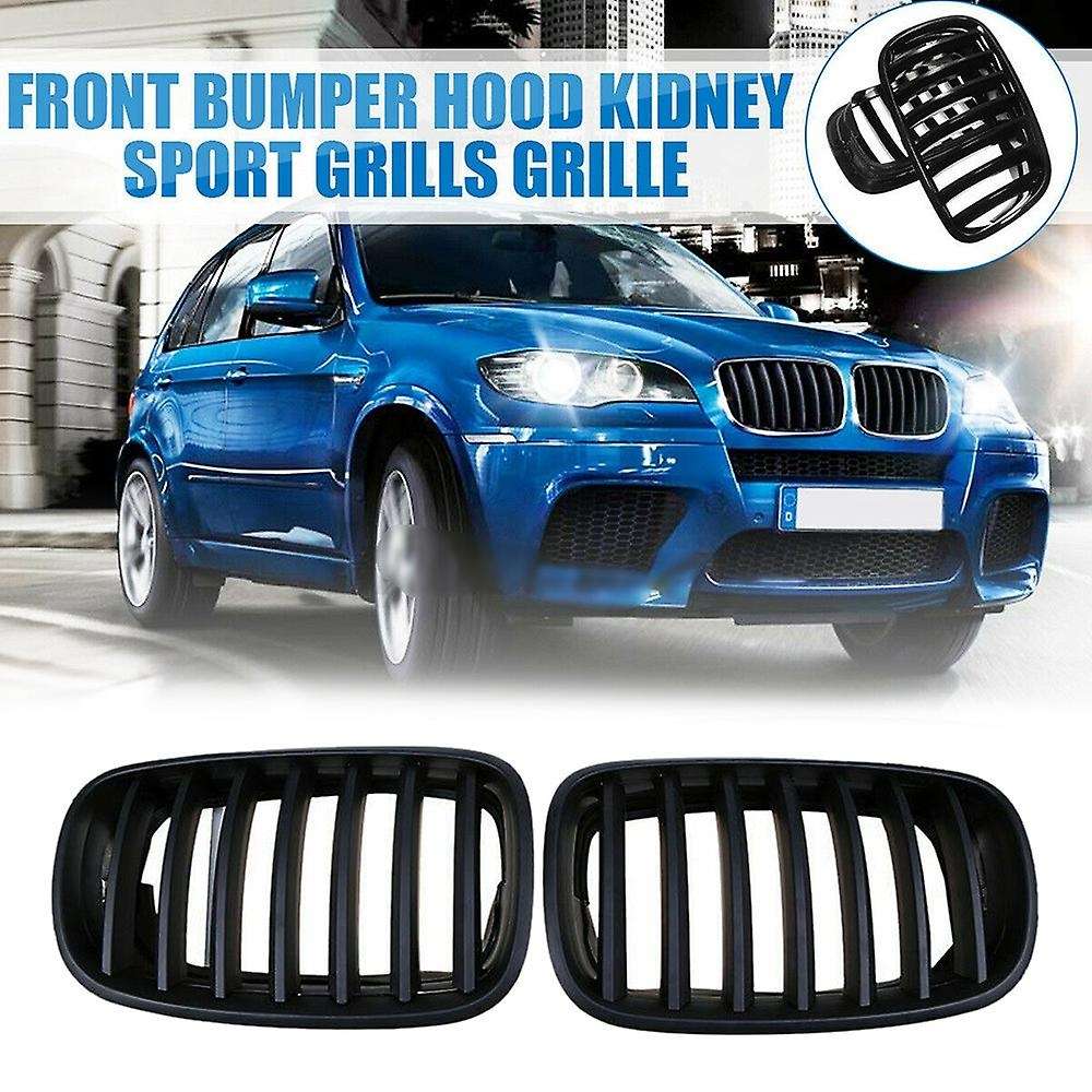 Car Matte Black Kidney Grill Grille Pair for X5 X5M X6 X6M E70 E71 2007-2013