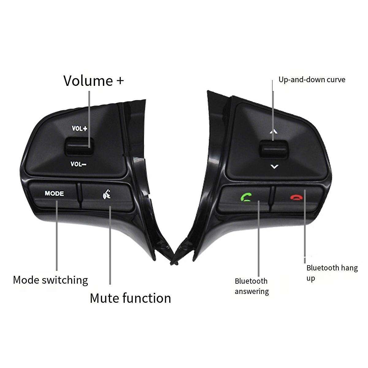 Car Multifunction Steering Wheel Button Control Volume Switch for K2 2011-2016 Gloss Black
