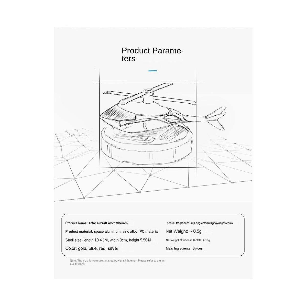 Car Perfume Aromatherapy Ornament Helicopter Solar Rotating Fragrance Car Air Freshener Car Interior