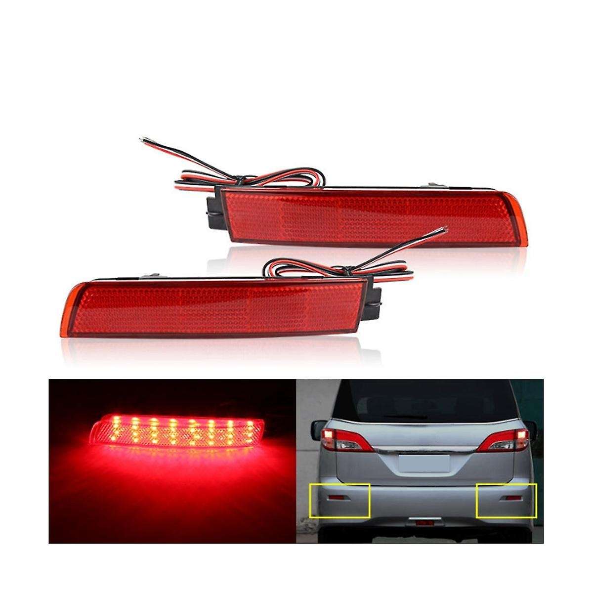 Car Rear Bumper LED Tail Brake Light Reflector Light Red Lens for Juke// FX35 FX37 FX50