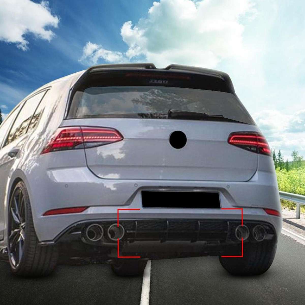 Car Rear Bumper Protector Spoiler Lip Rear Bumper Diffuser Splitter Spoiler Fins Trim for Golf MK7 M