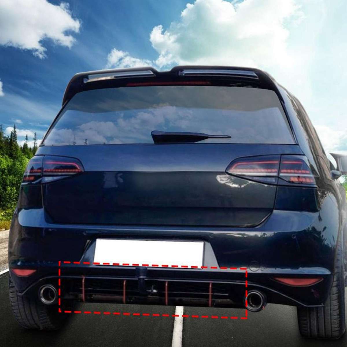 Car Rear Bumper Protector Spoiler Lip Rear Bumper Diffuser Splitter Spoiler Fins Trim for golf 7.5r