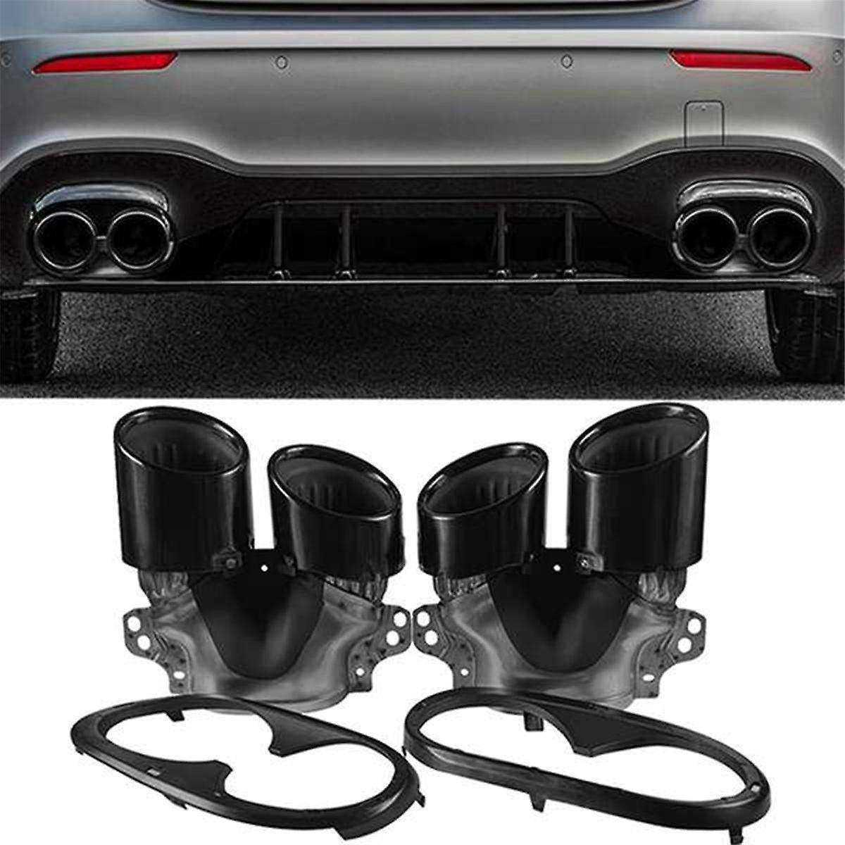 Car Rear Bumper Turbo Muffler Exhaust Tips Pipe 4 Exits for W177 A35 2020+ Tail Pipes Trim Frame