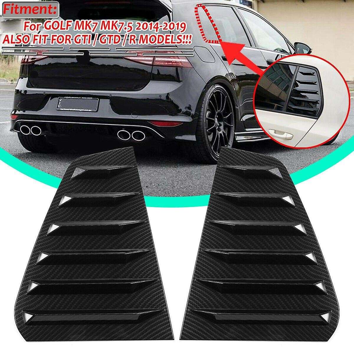 Car Rear Side Window Louvers, for Golf 7 R 7 7.5 2013-2020 Racing Style Window Blinds Scoop Cover Ca