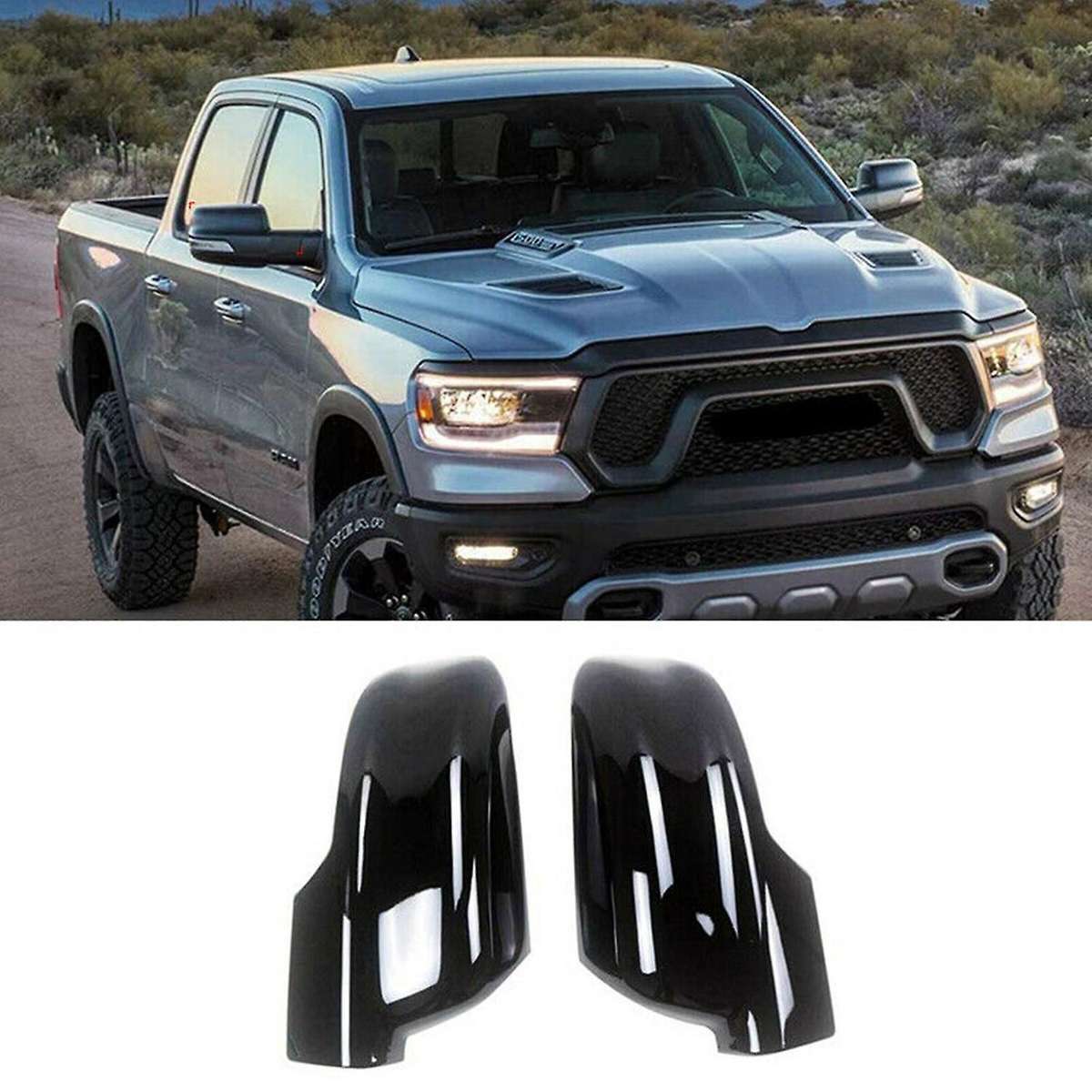 Car Rearview Mirror Cover Caps Shell Trim Frame for Ram 1500 2019-2021 6RP44KXJAA 6RP45KXJAA