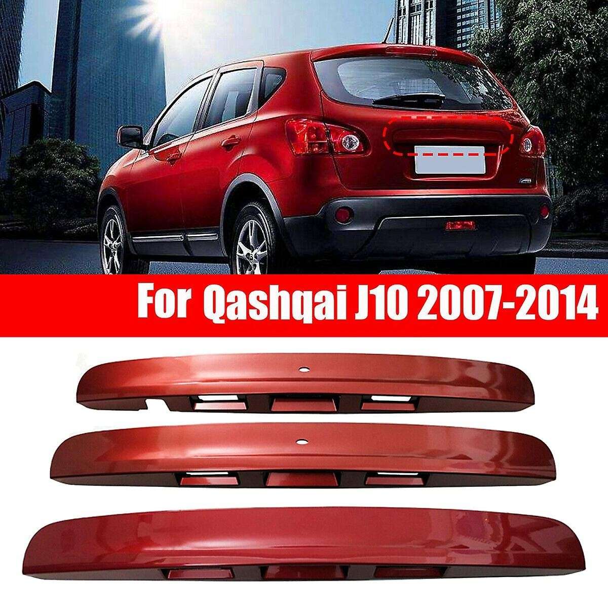 Car Red Rear Tailgate Boot Lid Handle Cover for Nissan Qashqai J10 2007-2014 (Without I-Key&Camera H