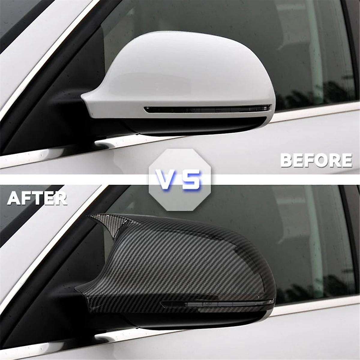 Car Side Door Mirrors Cover Auto Rearview Mirror Cap for A4 A5 B8 A3 8P A6 C6(Carbon )