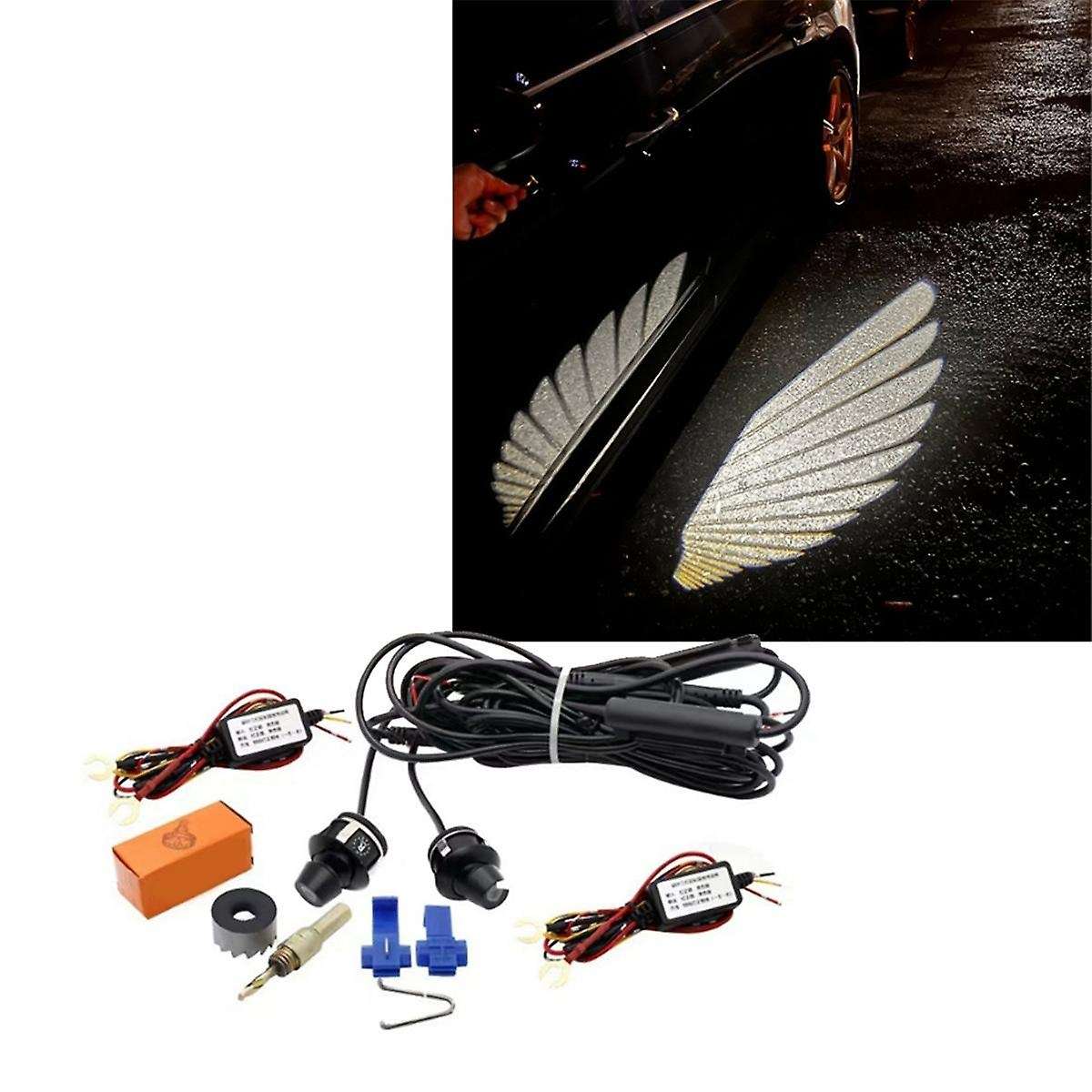 Car Side Rearview Mirror Welcome Lights Angel Wing Universal LED Projector Laser Light Ambient Ligh