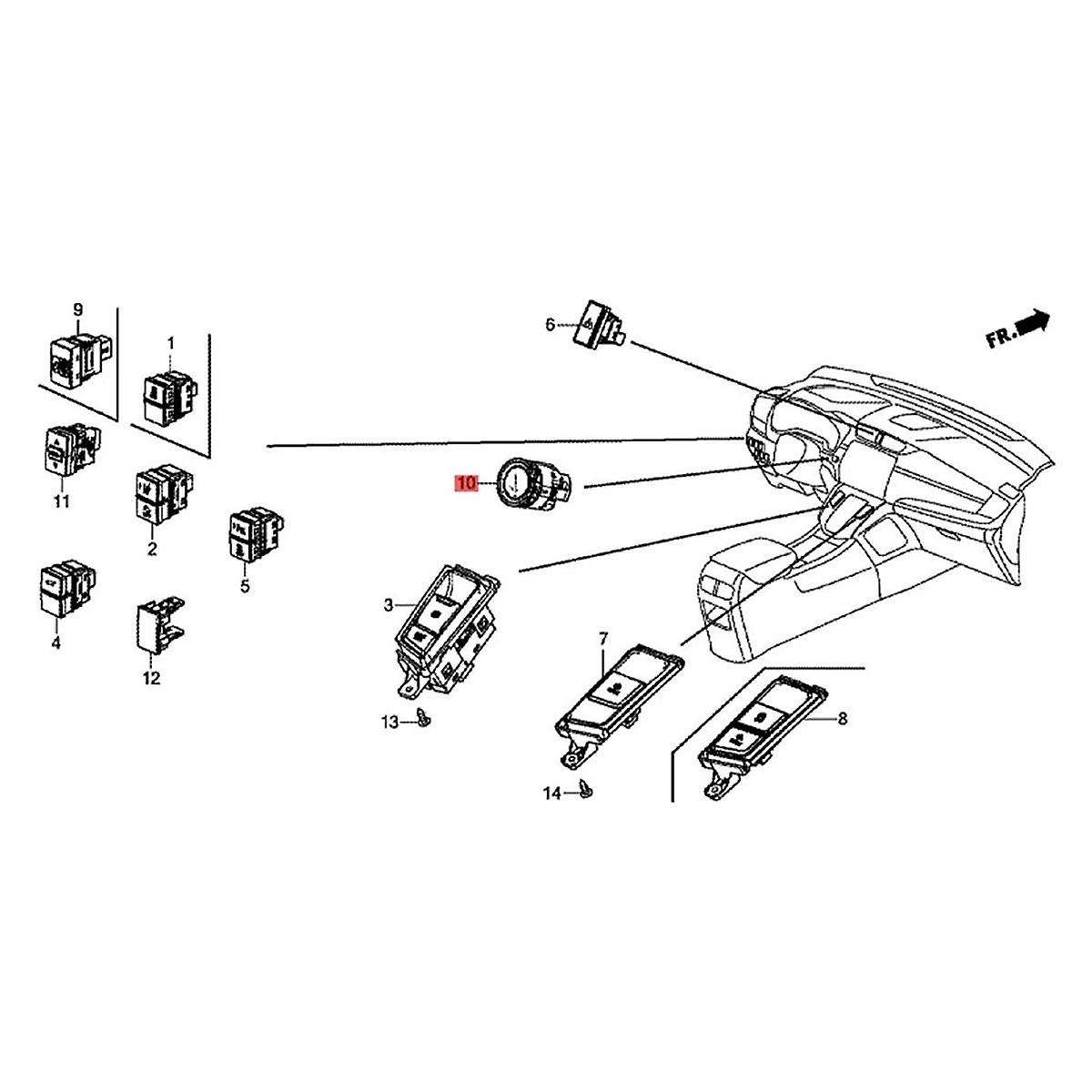 Car Start Switch Ignition Button 35881--A01 for -V Accord Odyssey 2016-2023 Push Stop Button