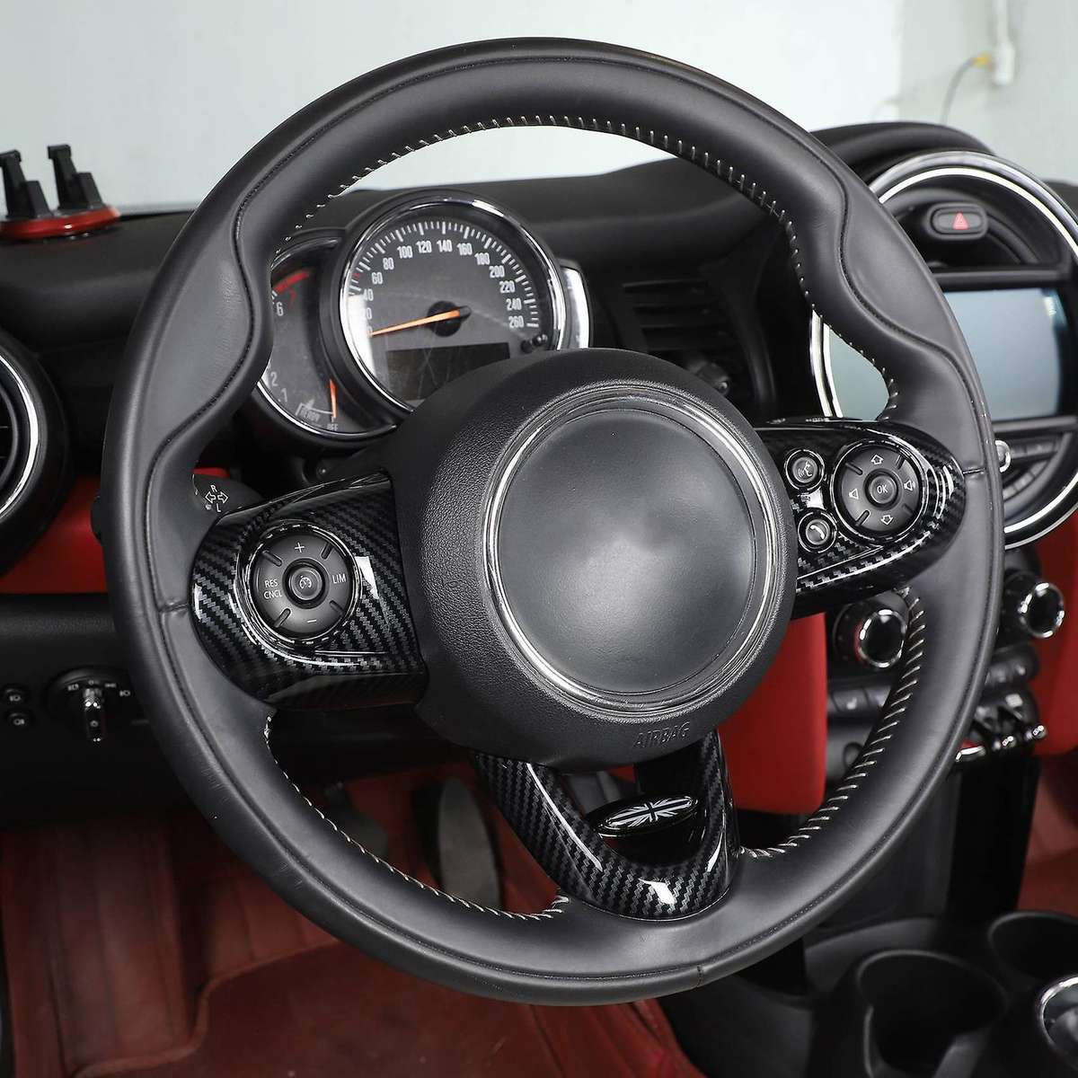 Car Steering Wheel Cover Carbon Fiber ABS Sticker Cover Trim for- F54 F55 F56 F57 F60