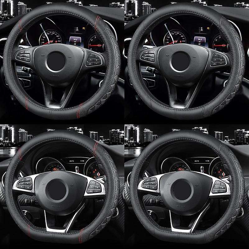 Car Steering Wheel Cover Skidproof Auto Steering- Wheel Cover Anti- Embossing Leather for MG6 MG3 ZS
