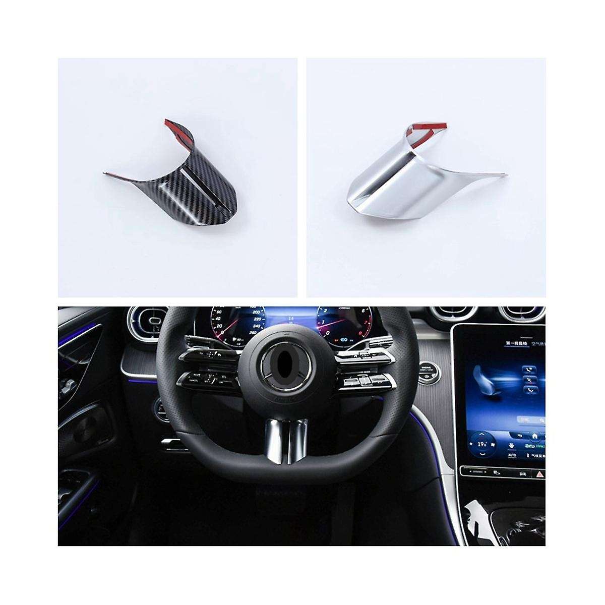 Car Steering Wheel Frame Decoration Cover Trim for C Class W206 GLC X254 (Carbon)