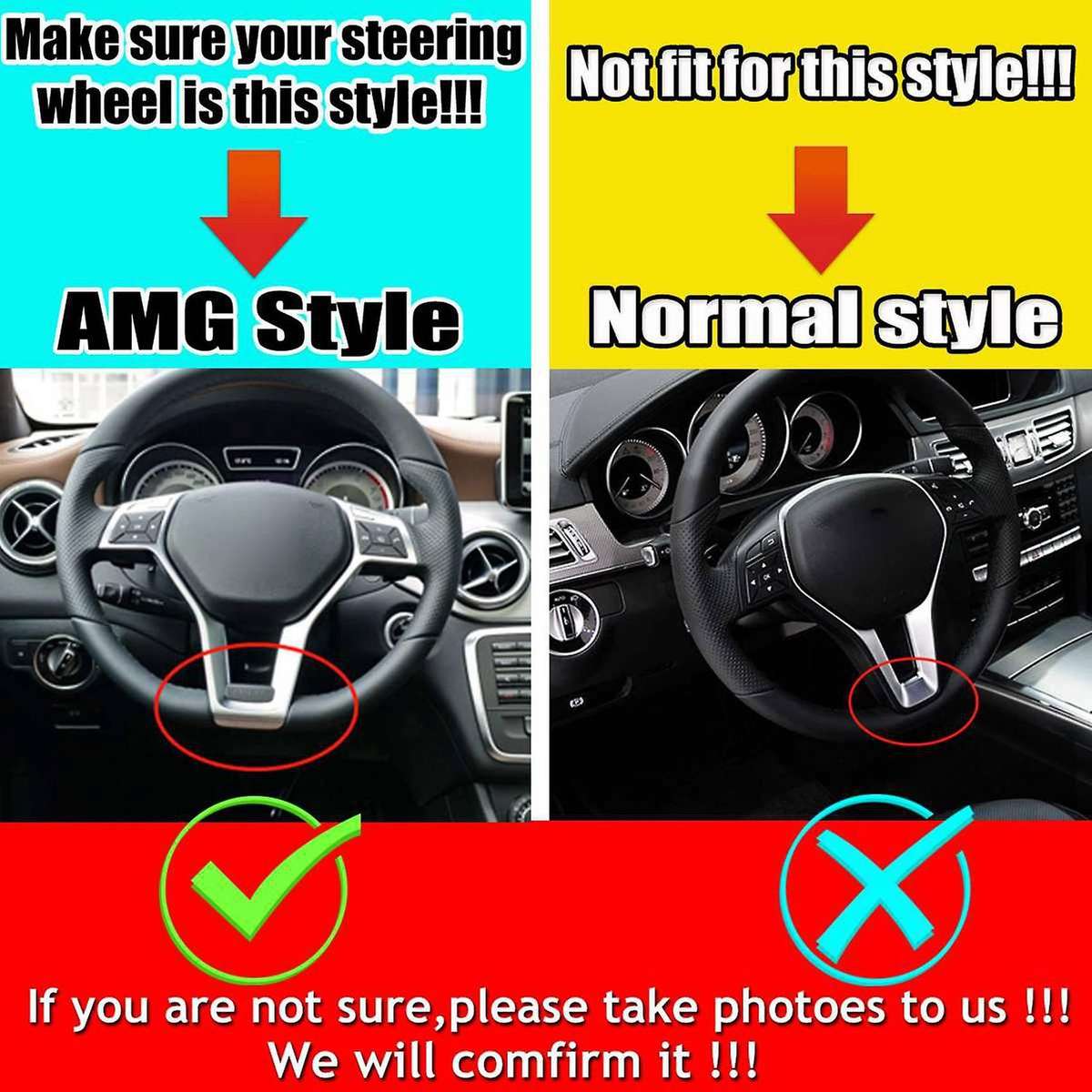 Car Steering Wheel Frame Trim Cover for - A C E GLA CLA Class W176 W204 W212 X156 C117 Silver
