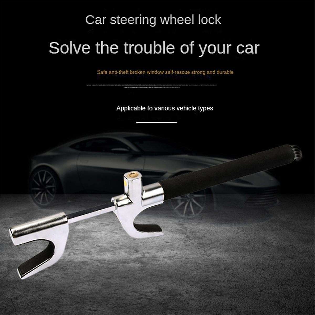 Car Steering Wheel Lock, Wheel Lock, Vehicle Anti-Theft Lock Adjustable Length Clip Double Hook