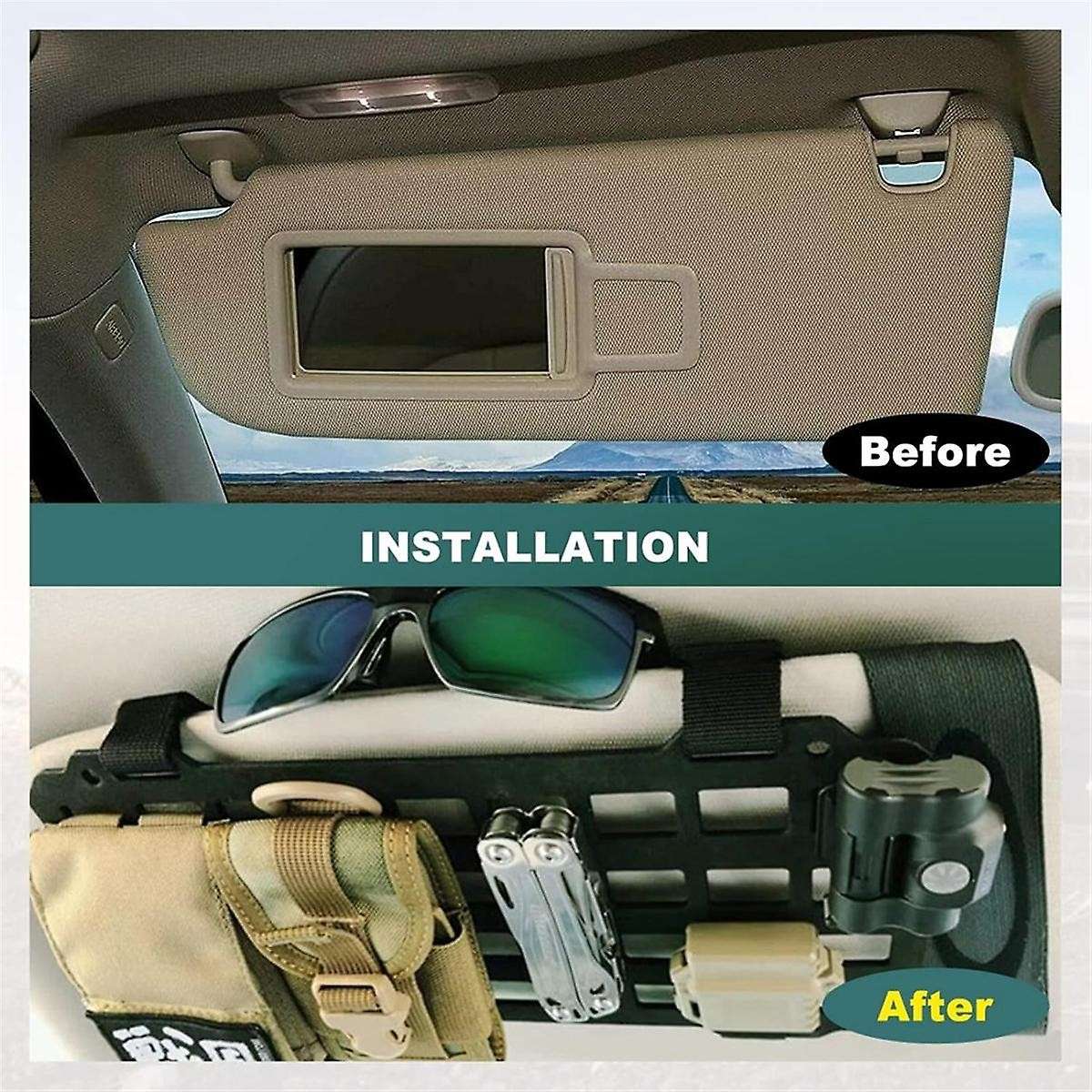 Car Sun Visor Rigid Molle Organizer Panel for Backpack Accessories Gear Holder Molle Pouches EDC Too