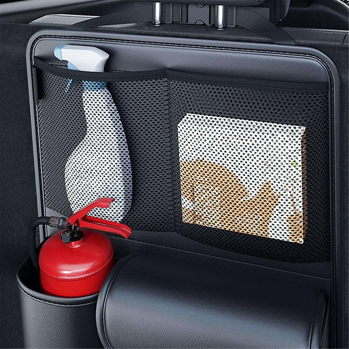 Car Trunk Leather Storage Bag Foldable Car Seat Back Tools Organizer Multifunctional UV Storage Suv