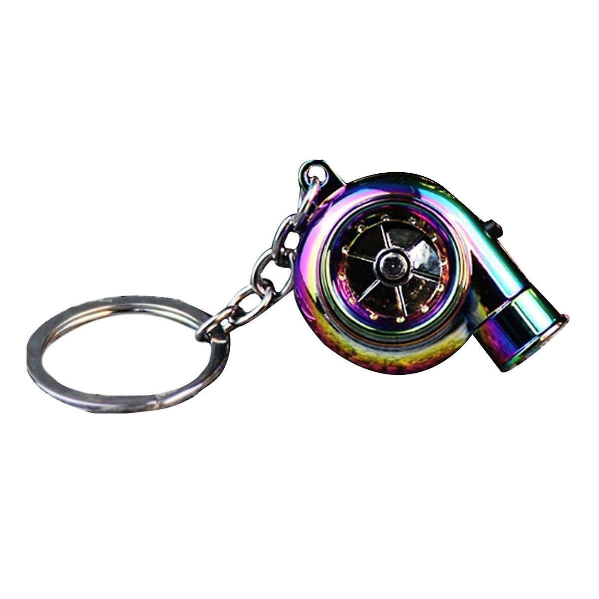 Car Turbo Spinner Keychain with Real Sound and LED Light Mini Turbocharger Key Chain for Car Keys Ac
