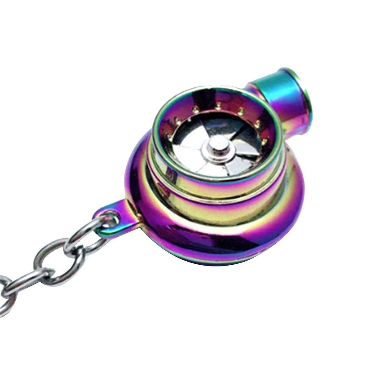 Car Turbo Spinner Keychain with Real Sound and LED Light Mini Turbocharger Key Chain for Car Keys Ac