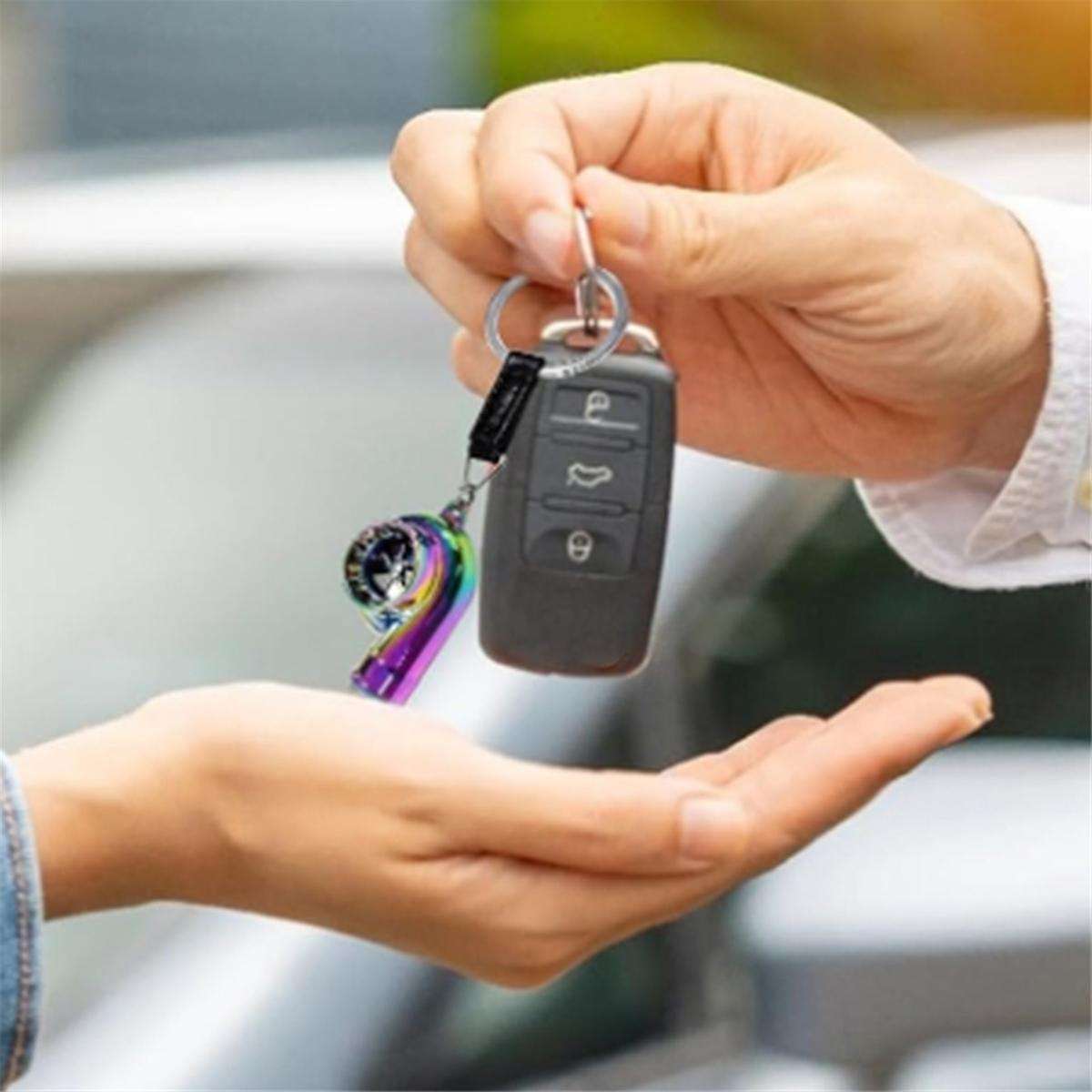 Car Turbo Spinner Keychain with Real Sound and LED Light Mini Turbocharger Key Chain for Car Keys Ac