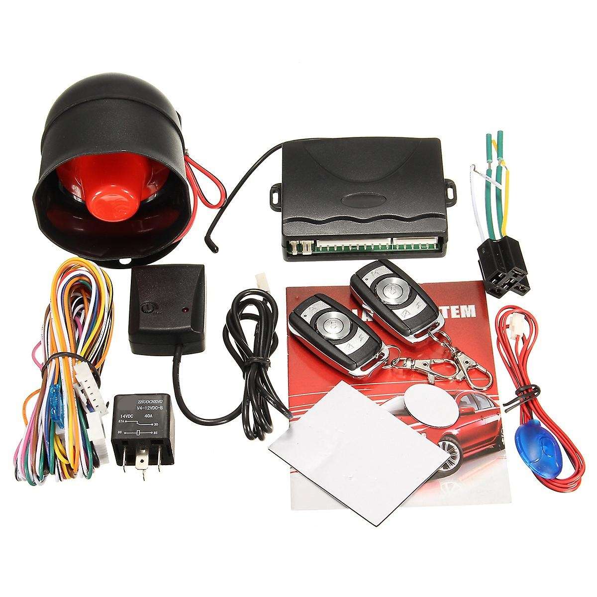 Car Vehicle Alarm Protection Burglar System Keyless Entry Siren 2 Remote Control