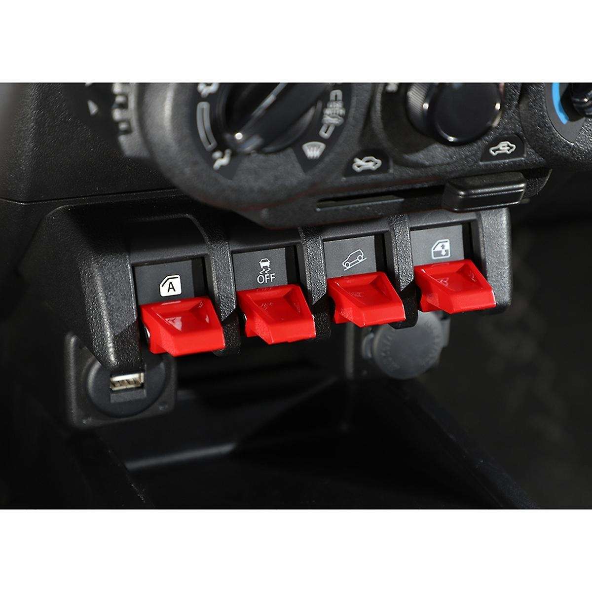 Car Window Lift Switch Button Extended Cover ABS Trim for Jimny 2019-2021 Interior Accessories (Red)