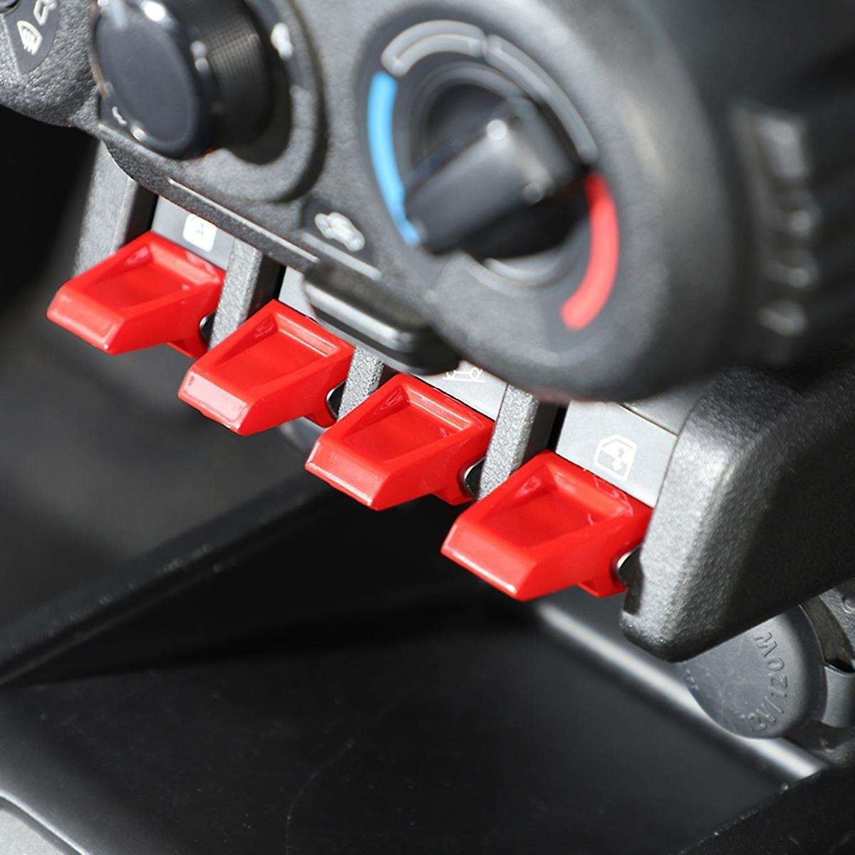 Car Window Lift Switch Button Extended Cover ABS Trim for Jimny 2019-2021 Interior Accessories (Red)