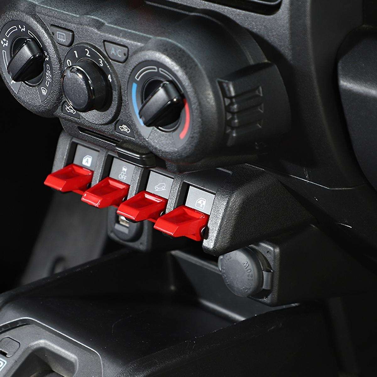Car Window Lift Switch Button Extended Cover ABS Trim for Jimny 2019-2021 Interior Accessories (Red)