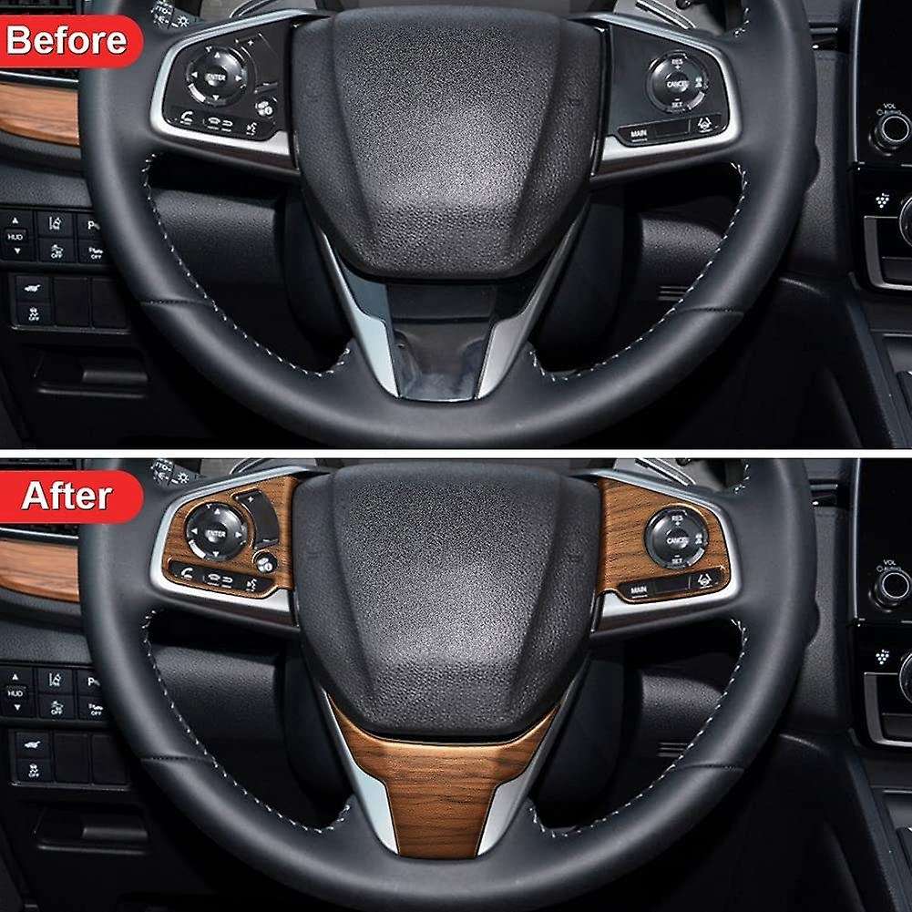 Car Wood Grain Steering Wheel Button Cover Trim for Cr-v 2017 2018 2019 2020 2021