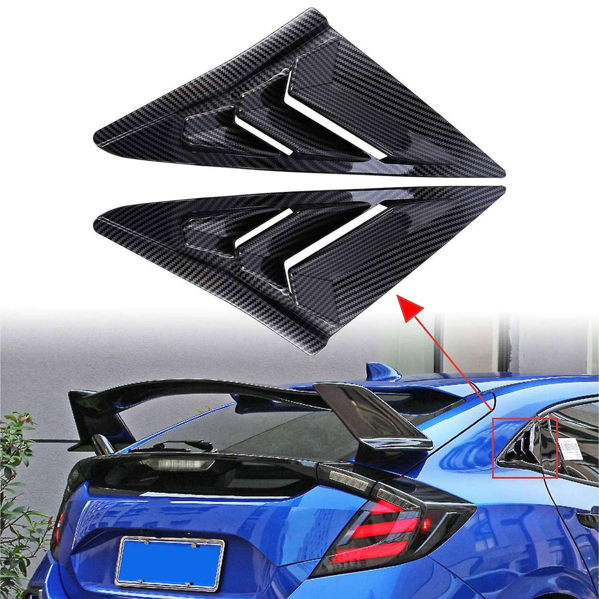 Carbon Fiber Car Side Vent Window Louver Shutter Covers Trim for Hatchback 2019-2020
