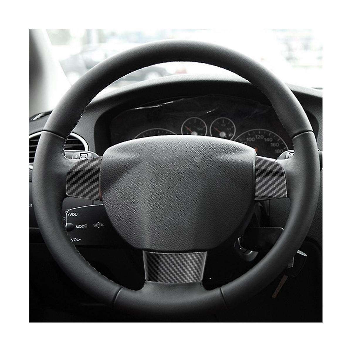 Carbon Fiber Car Steering Wheel Buttons Panel Cover Trim Sticker for Focus 2005-2014