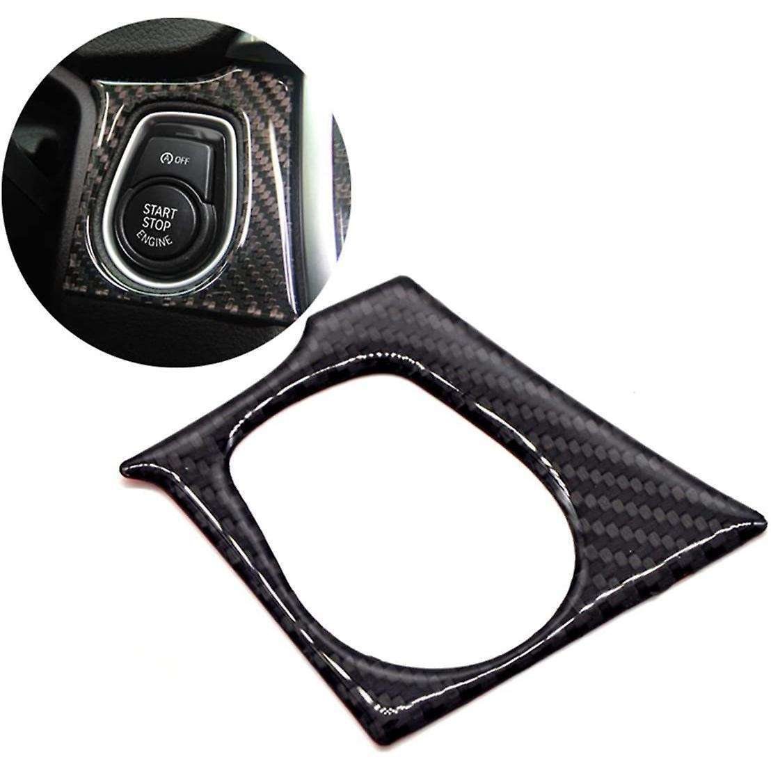 Carbon Fiber Engine Start Switch Button Cover Moulding Sticker, Key Hole Cover Interior Trim Sticker