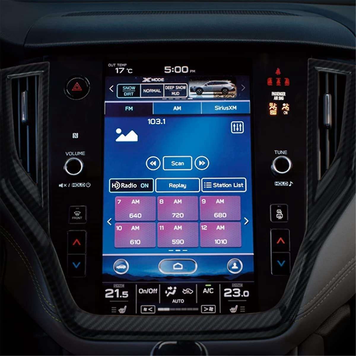 Carbon Fiber for Legacy 2021-2023 Center Console Navigation+Side AC Vent+Cup Holder+Steering Wheel C