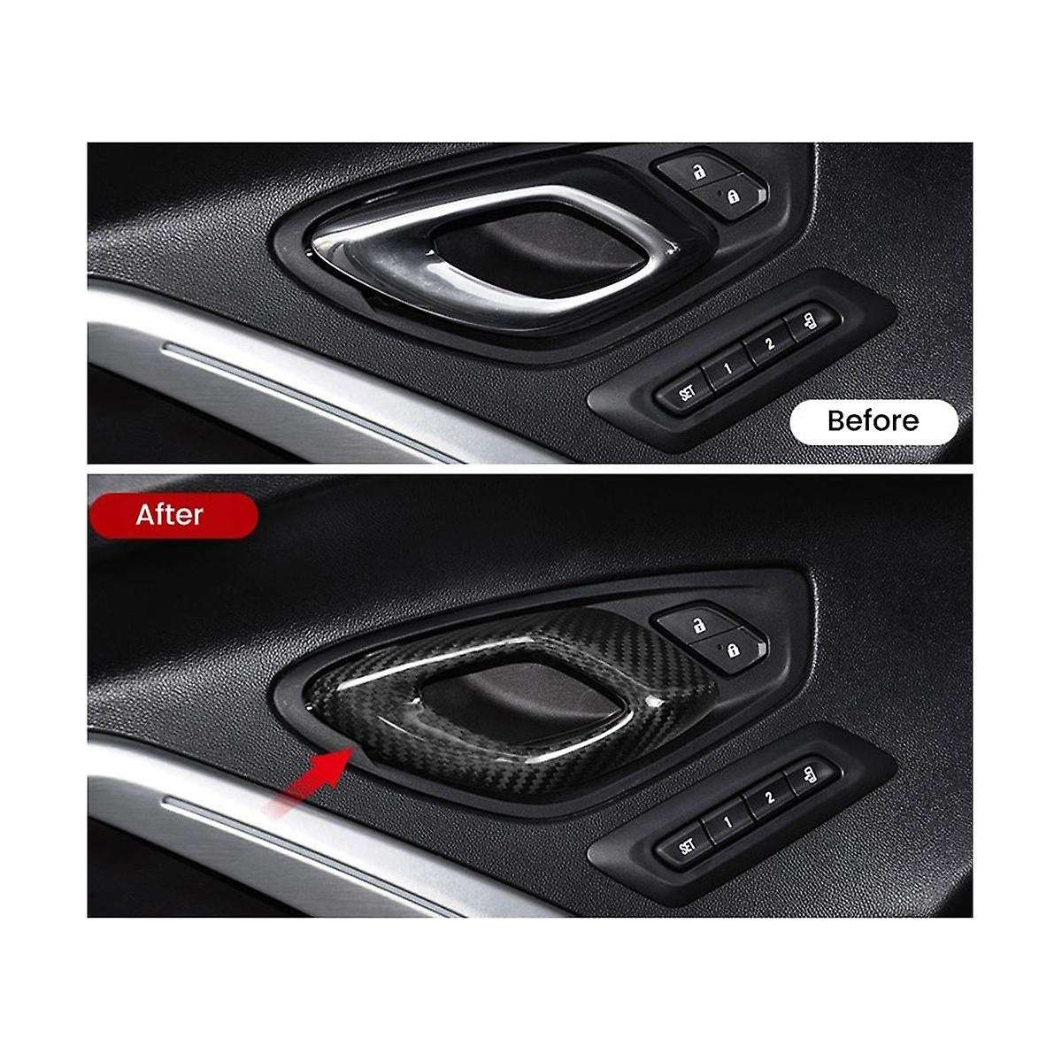 Carbon Fiber Sticker Car Inner Handle Cover Accessories for 2016-2023(Black)