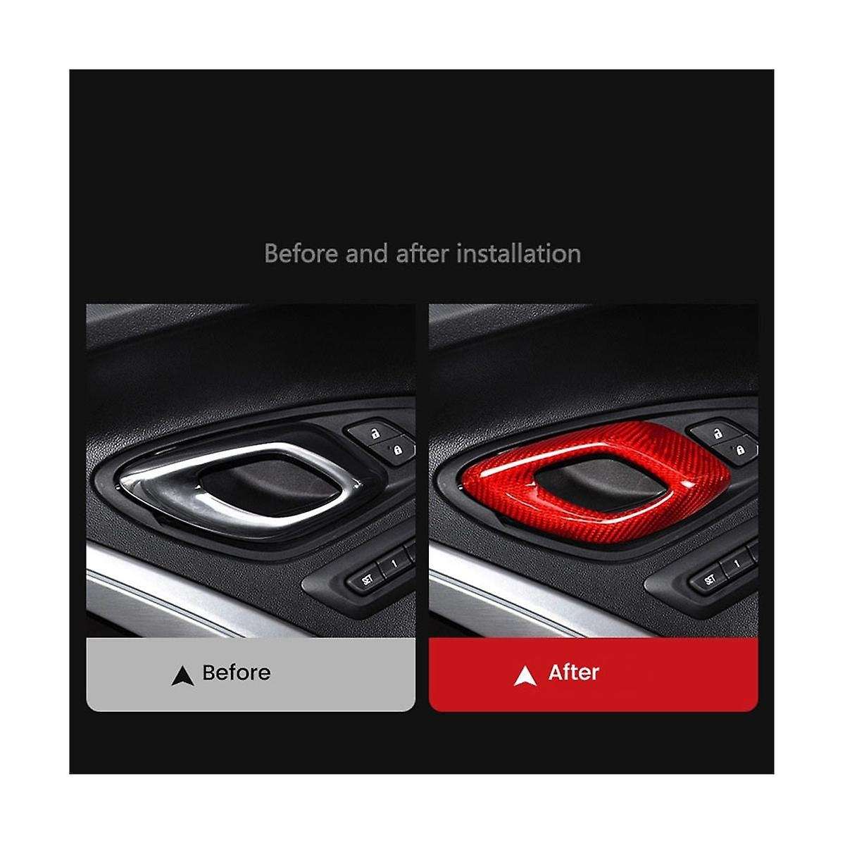 Carbon Fiber Sticker Car Inner Handle Cover Accessories for 2016-2023(Black)