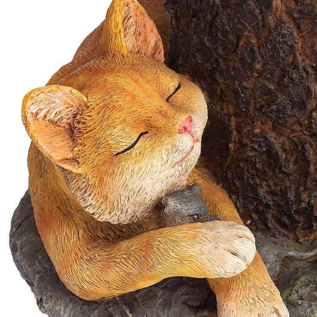 Cat Bird Bath and Bird Feeder Garden Decoration Outdoor Lawn Decor Art Ornaments