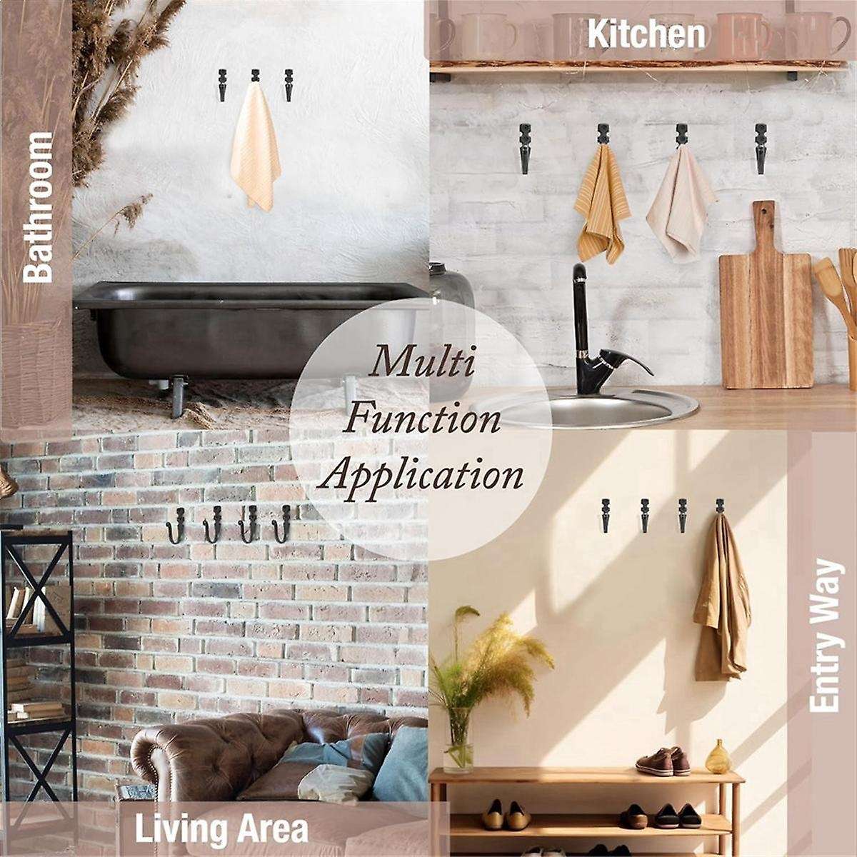 Cast Iron Wall Hooks (5 Pack) Wall Mounted Farmhouse Decorative for Behind the Door Coats, Bags or P