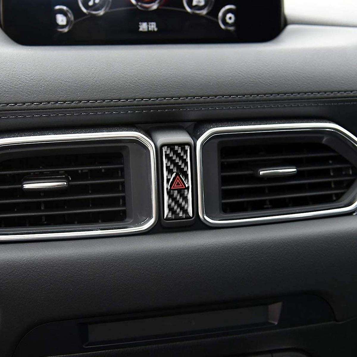 Center Console Safety Warning Button Cover Decor Trim Carbon Fiber for -5 Cx5 2017 2018 2019 2020