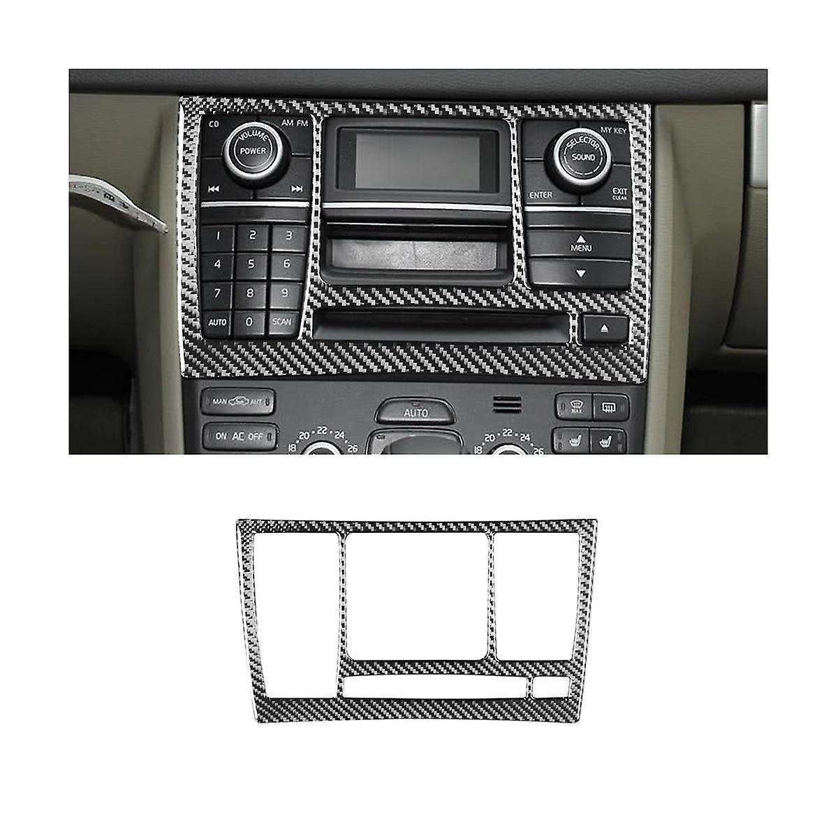 Central Control Cd Radio Switch Knob Panel Cover Trim Decorative Carbon Fiber for Xc90 2003-2014 Ac