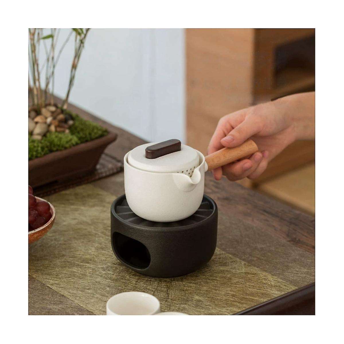Ceramic Teapot Warmer with Spoon Coffee and Tea Warmer with Candle Hold for Heating Coffee Warmer fo